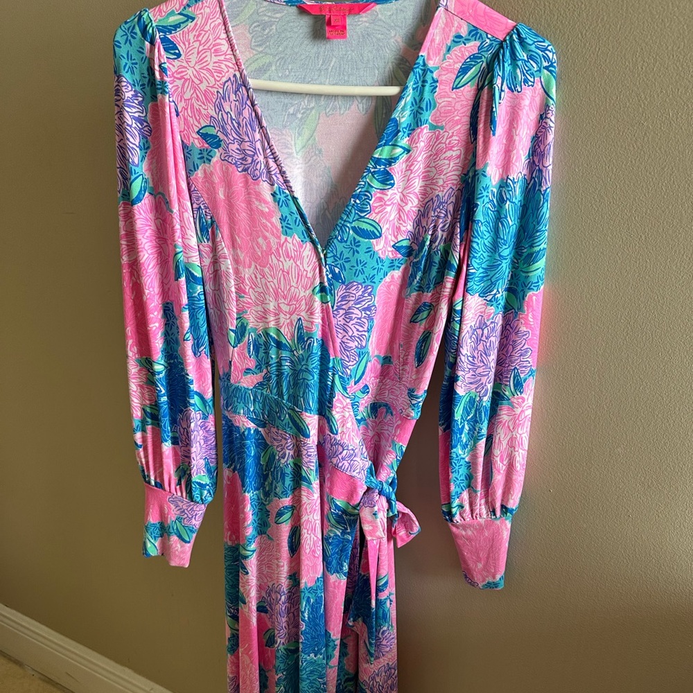 EUC Lilly Pulitzer Rosalinda Wrap Dress in Beach House Blooms